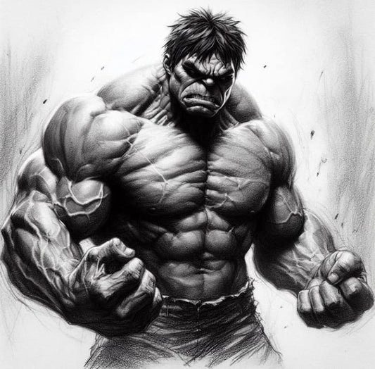 Hulk Sketch Illustration (2) Print Poster