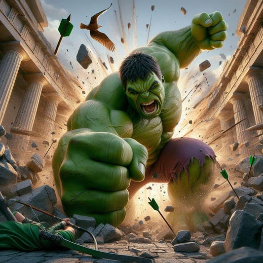 Hulk Smashing Ancient Ruins Print Poster