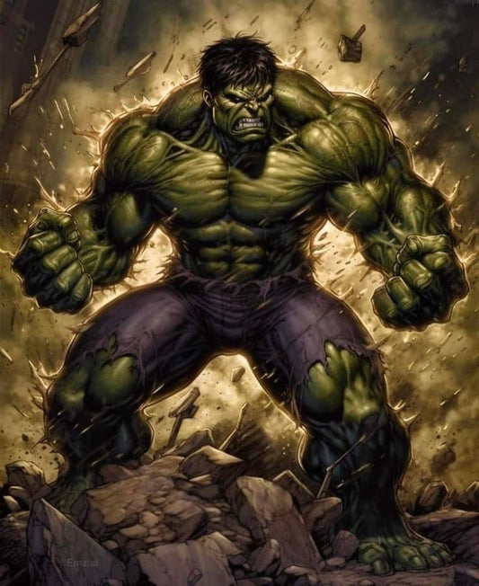Hulk Smashing Through Debris (2) Print Poster