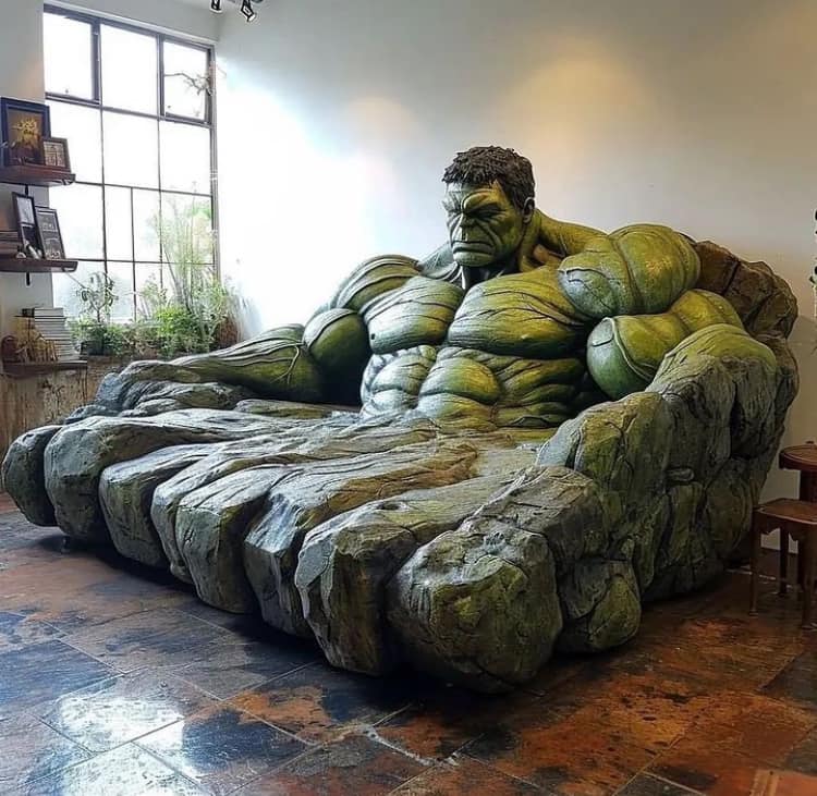 Hulk Themed Sofa Interior Design Print Poster