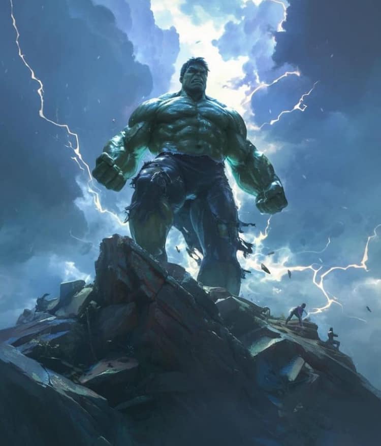 Hulk Thunderstorm Heroic Scene Print Poster