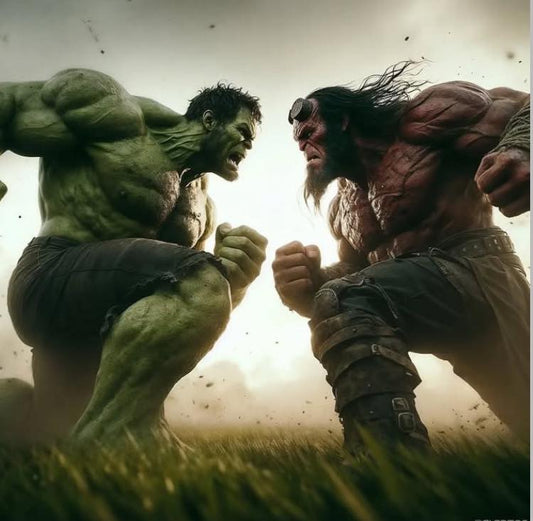 Hulk Vs Hellboy Showdown Print Poster
