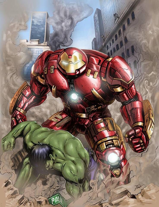 Hulk Vs Iron Man Battle Print Poster