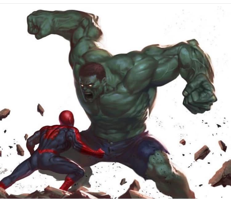 Hulk Vs Spider Man Battle Print Poster