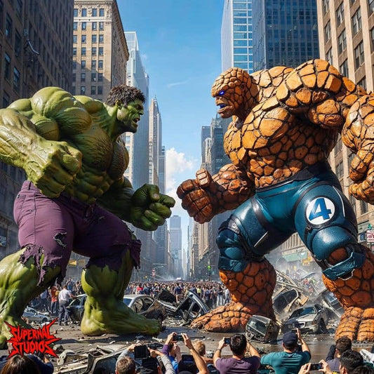 Hulk Vs Thing Battle Scene Print Poster