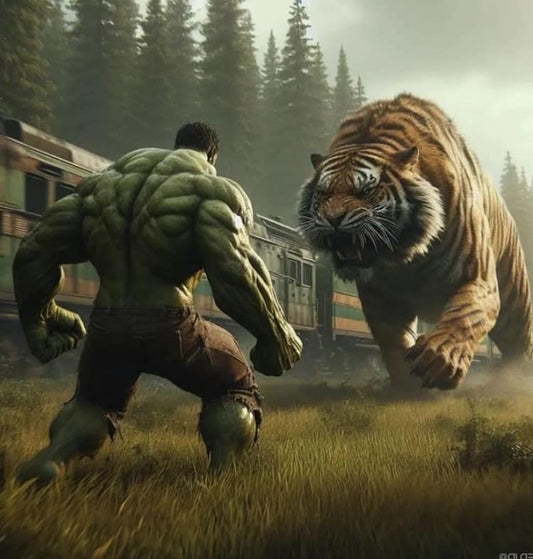 Hulk Vs Tiger Showdown Print Poster