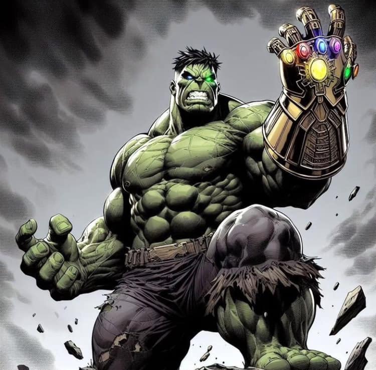 Hulk With Infinity Gauntlet Print Poster