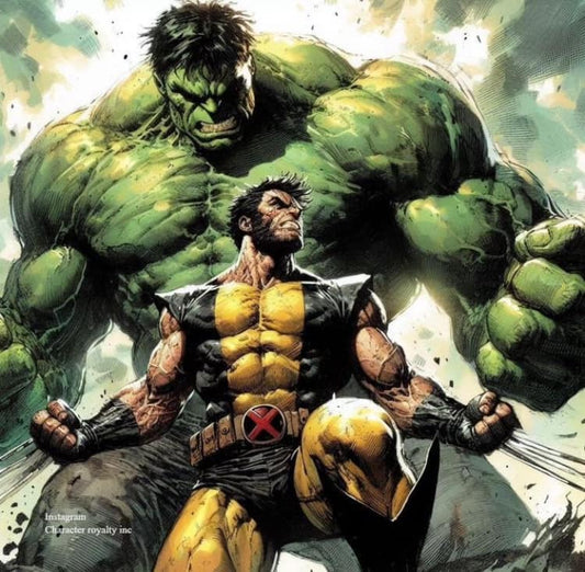 Hulk Wolverine Comic Art Print Poster