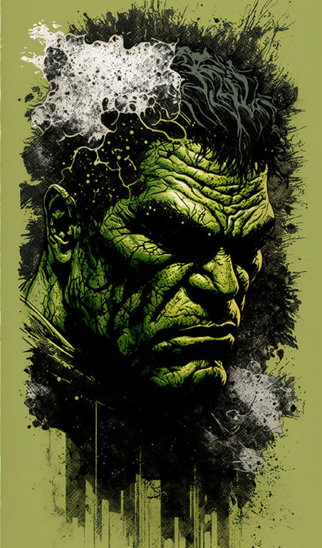 Hulk Green Face Artistic Design 079 Print Poster