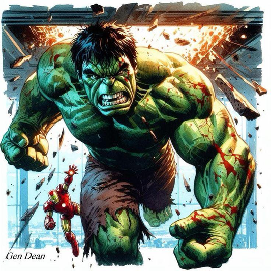 Hulk Iron Man Smashing 1024 Print Poster