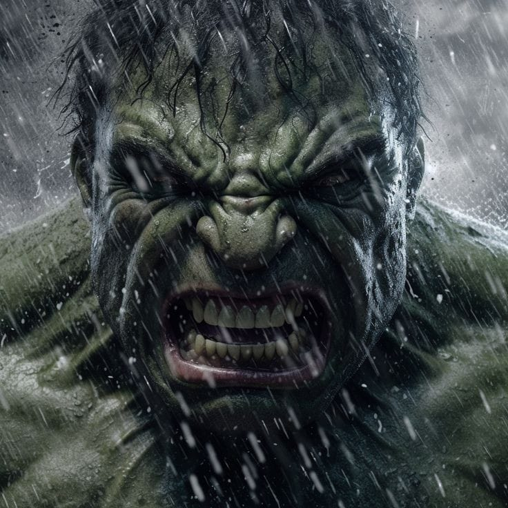 Hulk Rainy Angry Expression 01 Print Poster