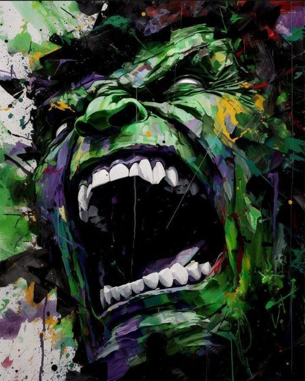 Hulk Screaming Artistic 0001 Print Poster