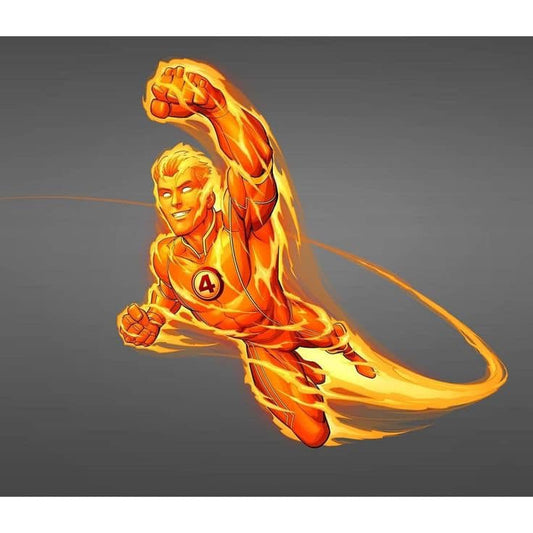 Human Figure Superhero Flame Print Poster