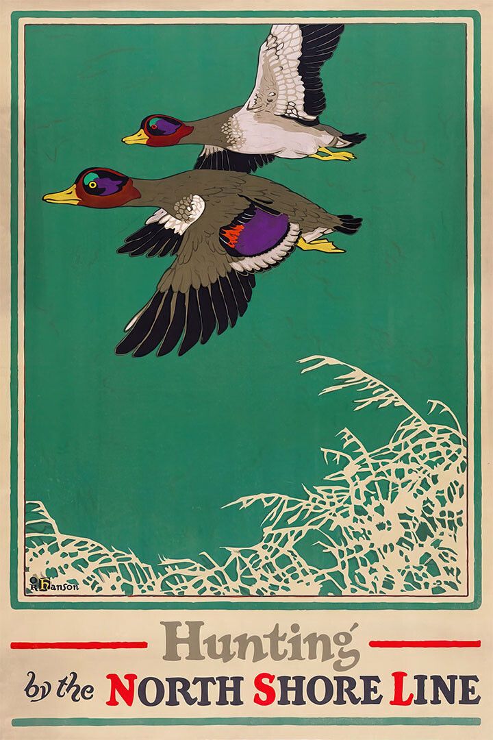 Hunting By The North Shore Line 1920S Vintage Rail Travel Wall Poster
