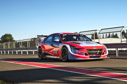 Hyundai Elantra N Tcr Sport Cara Racrtrack Driving Indoor Print Poster