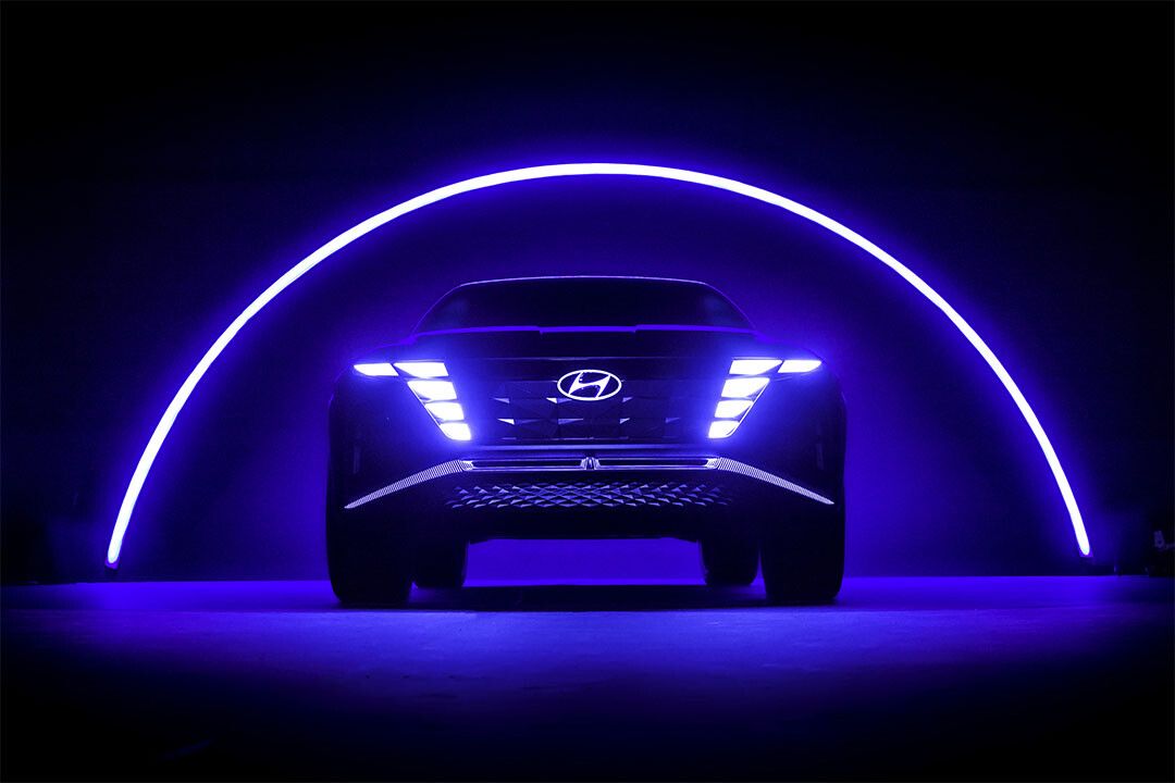 Hyundai Vision T Concept Blue Neon Lights Home Decor Print Poster