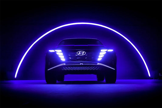 Hyundai Vision T Concept Blue Neon Lights Home Decor Print Poster