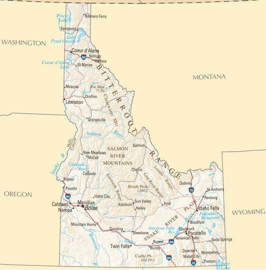 Idaho State Road Map Boise Coeur D'Alene Keychain Picture Keychain