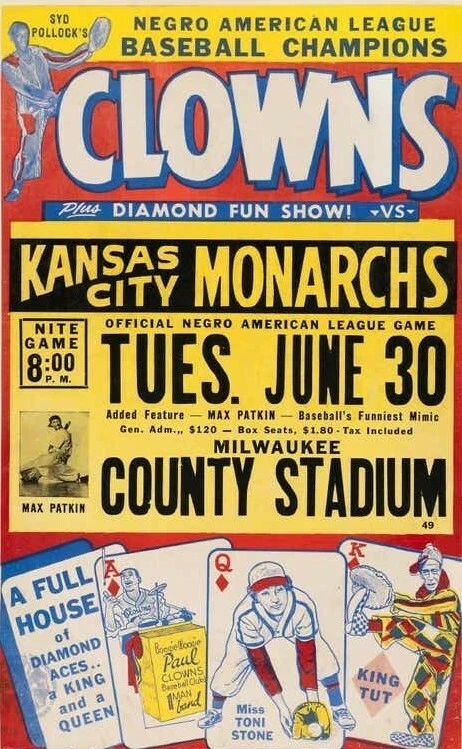 Indianapolis Clowns Kc Monarchs Poster Photo Baseball Picture Toni Stone