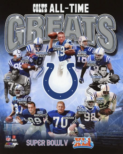 Indianapolis Colts All Time Greats Glossy Keychain Unitas Manning Berry Keychain
