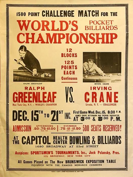 Irving Crane & Ralph Greenleaf Keychain Billiards Pool Picture