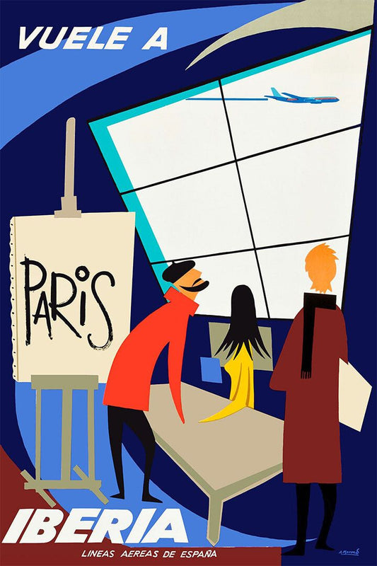 Iberia Paris Spanish Airline 1960S Vintage Airline Travel Wall Poster