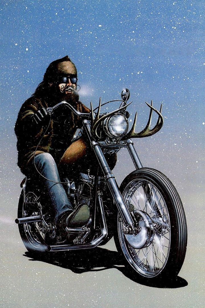 Illustration Cult Biker Motorcycle Print Wall Art Home Poster