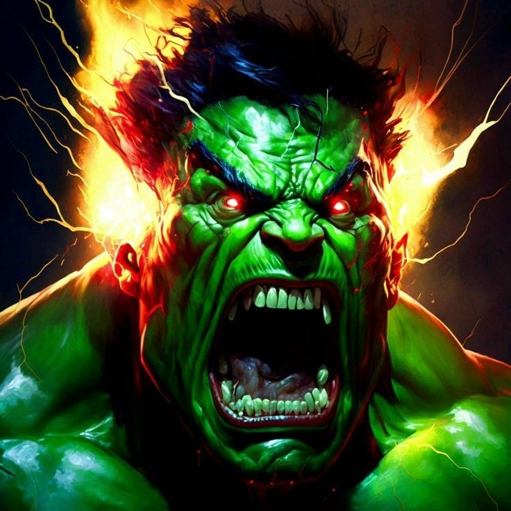 Incredible Hulk Fire Background 543 Print Poster