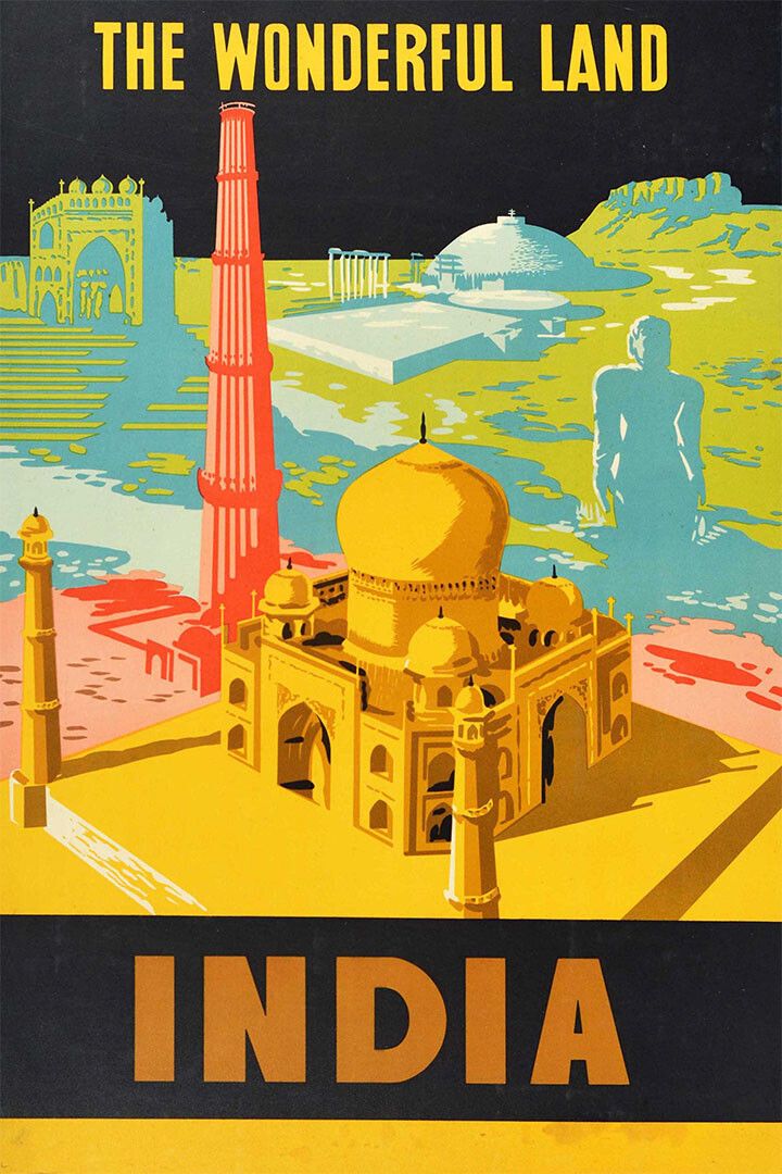 India Taj Mahal 1958 Vintage Style Travel Print Jigsaw Puzzle