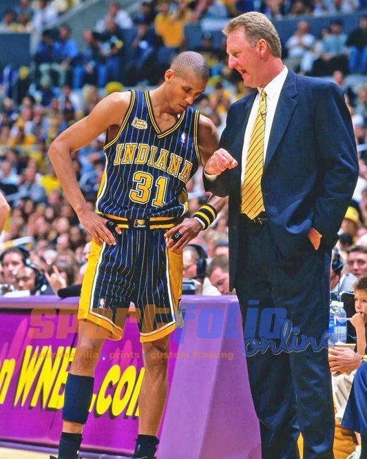 Indiana Pacers Reggie Miller And Larry Bird Glossy Magnet Basketball Print