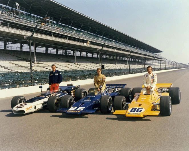 Indianapolis 500 Pole Bobby Unser, Mark Donohue, Peter Revson Glossy Keychain