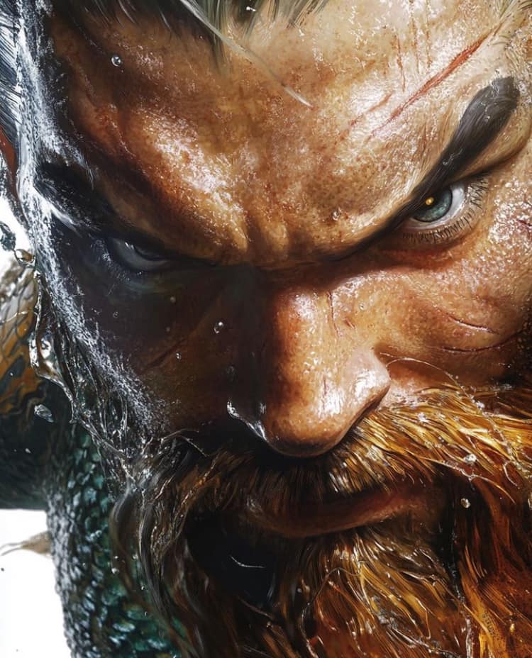 Intense Character Portrait Bearded Water Print Poster