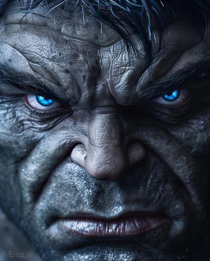 Intense Character Portrait Blue Eyes Print Poster