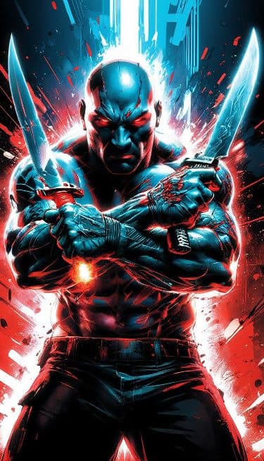 Intense Warrior Portrait Sabers Print Poster