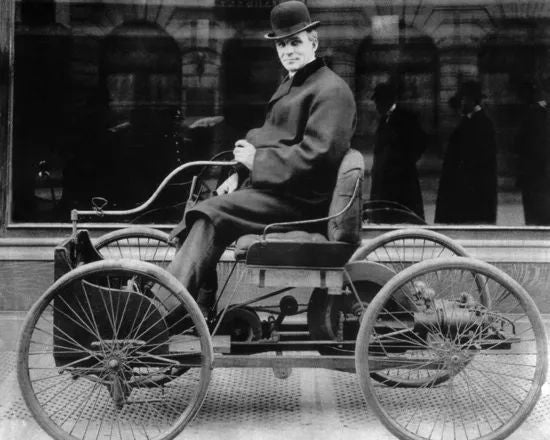 Inventor Henry Ford Keychain First Car Print Glossy Quadricycle Keychain