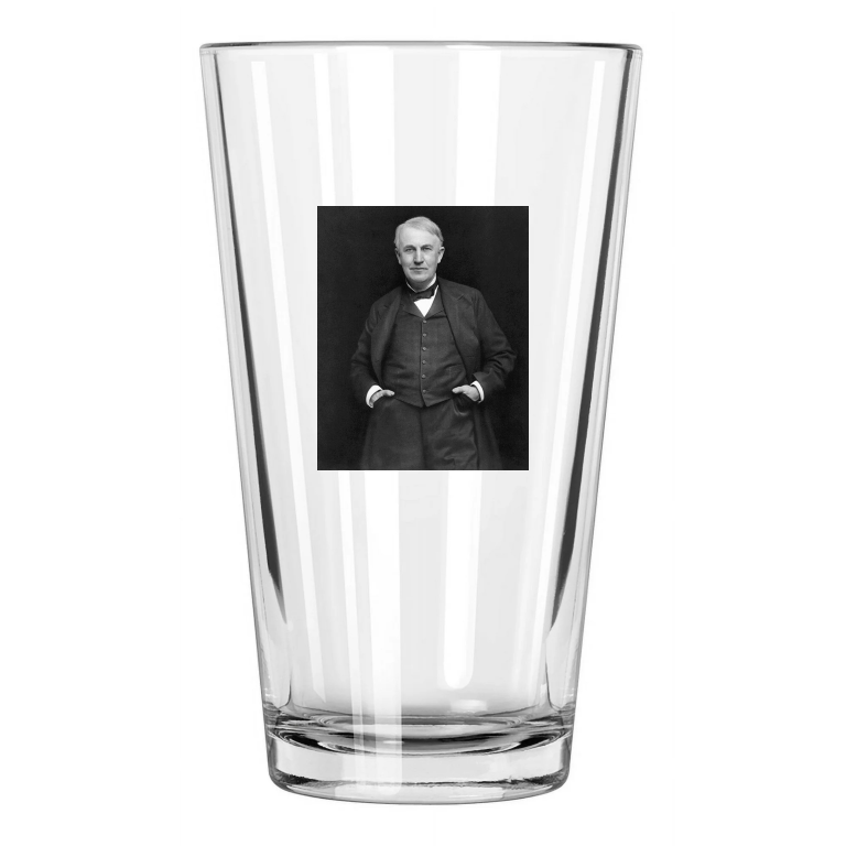 Inventor Thomas Edison Photo Historical Portrait Pint Beer Drinking Glass