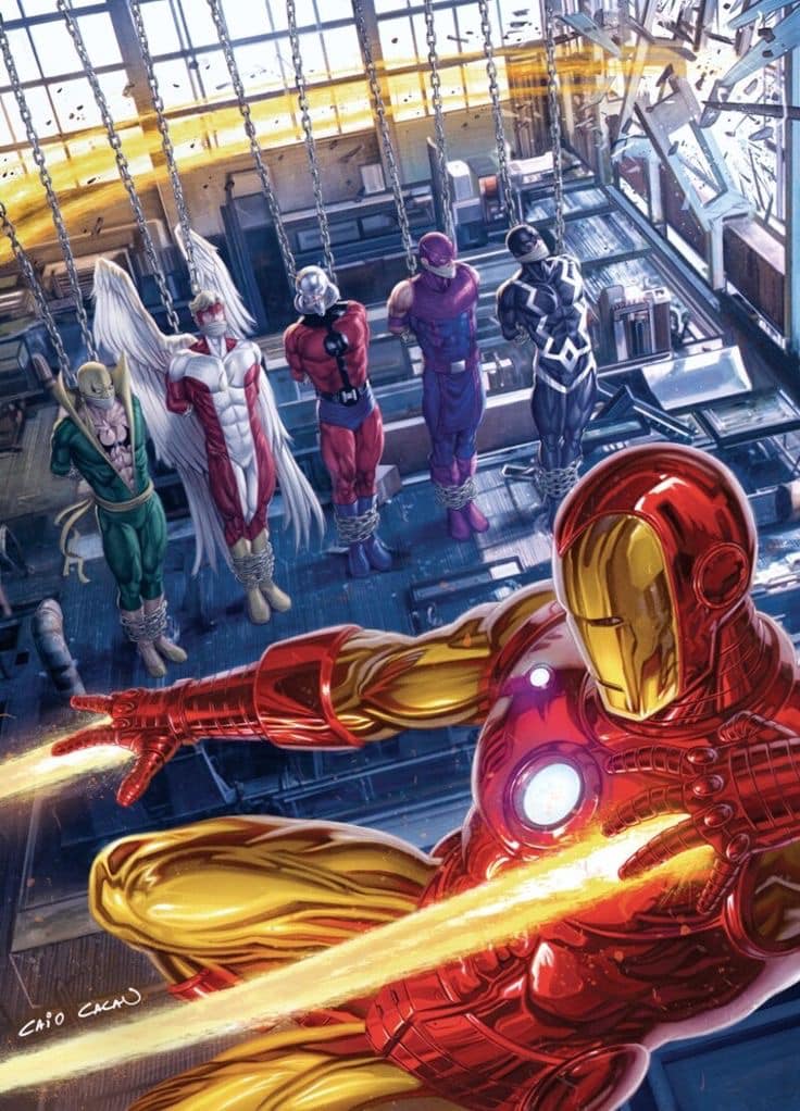 Iron Man And Heroes In Battle Print Poster