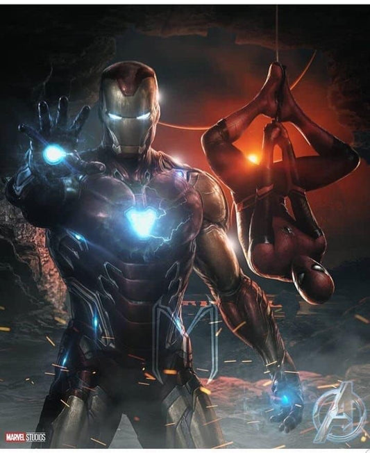 Iron Man And Spider Man Action Scene Print Poster