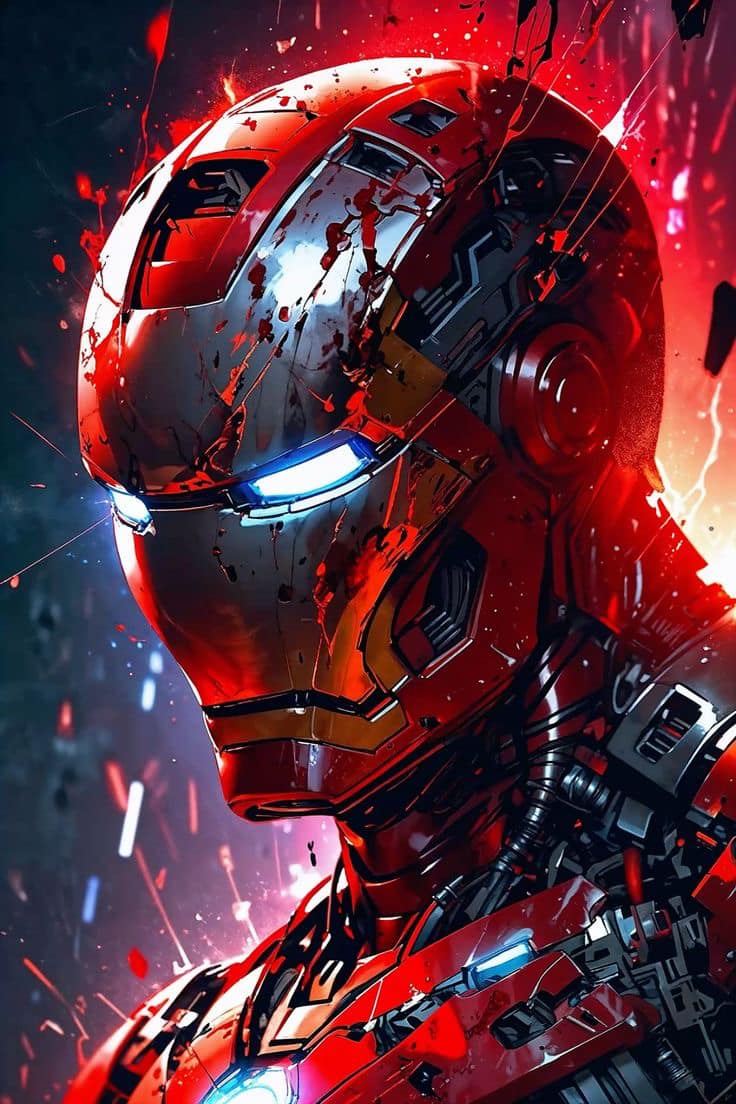 Iron Man Artwork Red Effects Print Poster