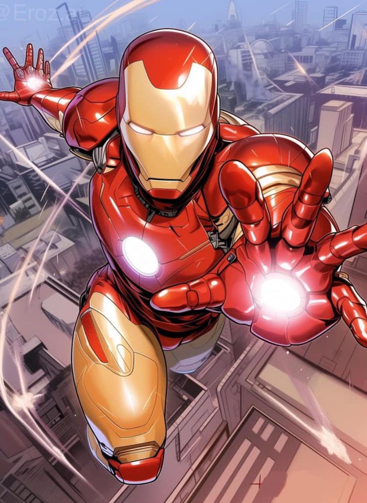 Iron Man Emerging Cityscape Print Poster