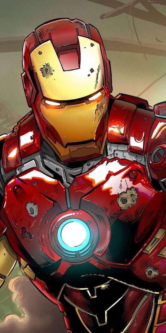 Iron Man Portrait Damaged Armor Print Poster