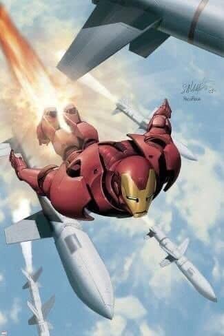 Iron Man Sky Diving Action Print Poster
