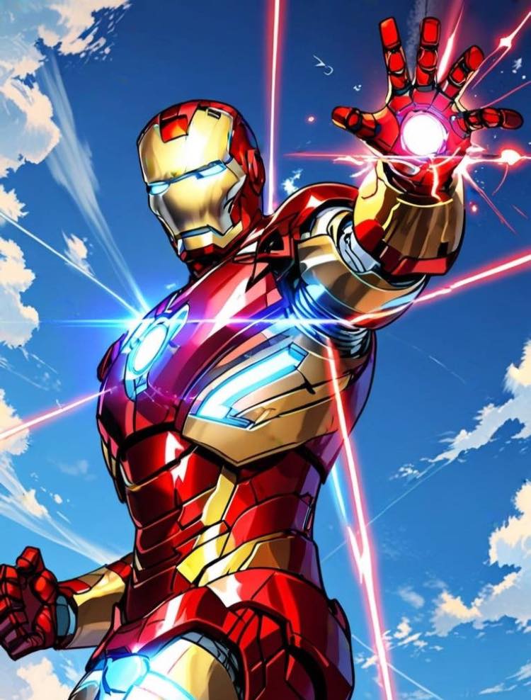 Iron Man Superhero Action Scene Print Poster
