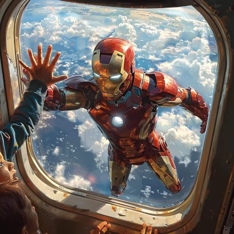 Iron Man Airplane Window 7453 Print Poster