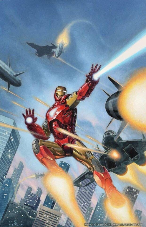 Iron Man Flying In City 7842 Print Poster