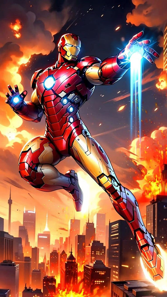 Ironman Action Scene Explosion Print Poster