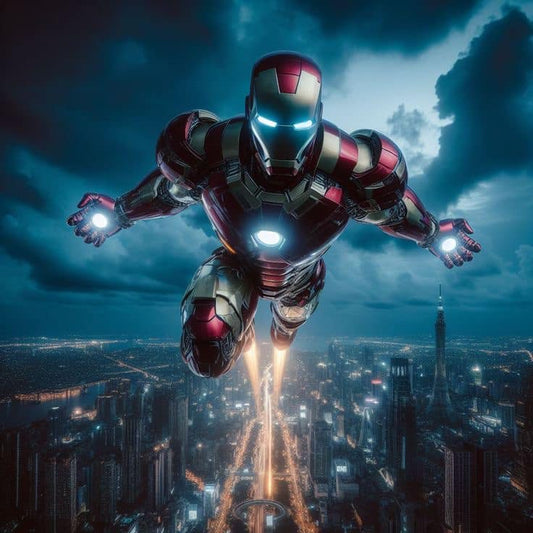 Ironman Flying Cityscape Print Poster