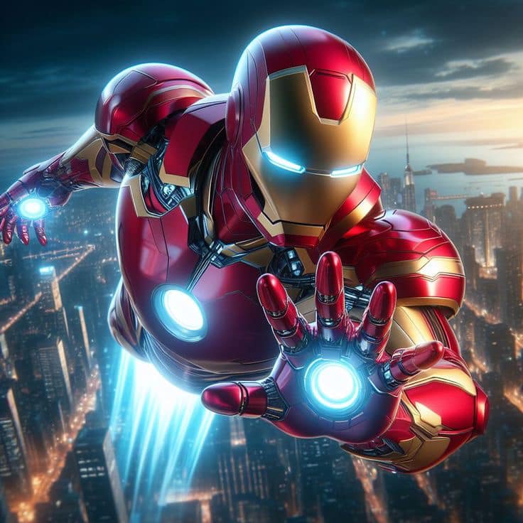 Ironman Flying Cityscape (2) Print Poster