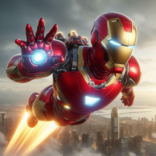 Ironman Flying In Citiescape Print Poster