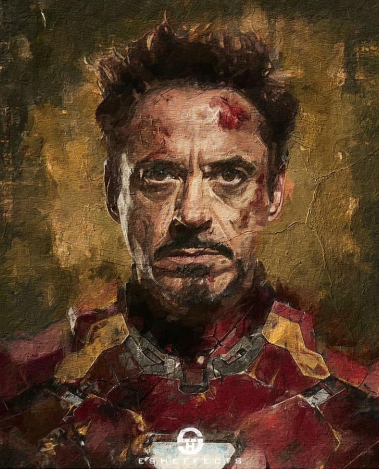 Ironman Portrait Distressed Print Poster